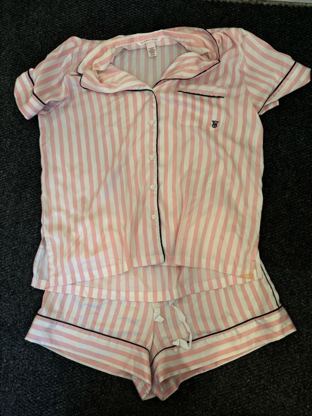 Victoria's Secret Pink and White Striped Short Pajama Set